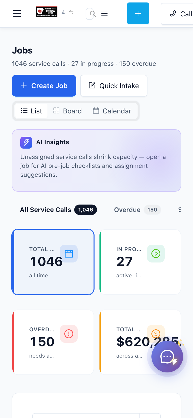 ServiceFlow Pro mobile app job completion screen